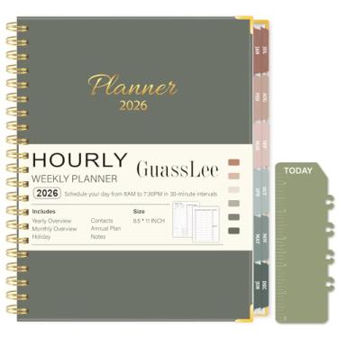 Imagem de Agenda grande 2026, agenda semanal e mensal de janeiro de 2025 a dezembro de 2026, agenda diária de trabalho e vida com horários, organizador de agenda A4 para escritório escolar em casa, verde-oliva
