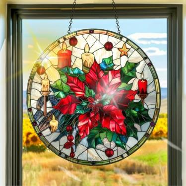 Imagem de Apanhador de sol de acrílico colorido, apanhadores de sol, decoração de janela suspensa de flores de Natal, arte de parede de arco-íris, para quarto, varanda, interior e exterior, jardim, enfeites de