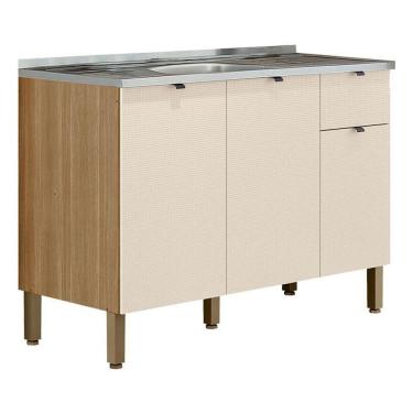 Imagem de Balcão Para Pia Plus 3 Portas 1 Gaveta 120 Cm Freijó Soft - Kits Paraná