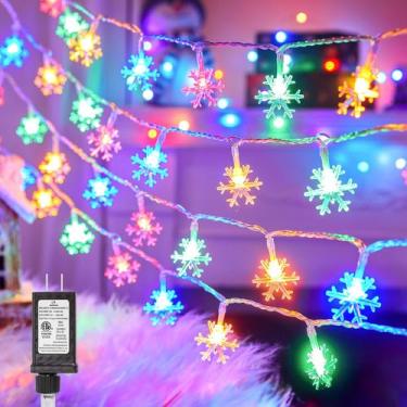 Imagem de Luzes de corda de floco de neve de Natal Brightown 100 LED 13m