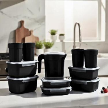 Imagem de Kit Potes Cozinha com Trava Jarra e Copo Reutilizáveis Plástico Livre 