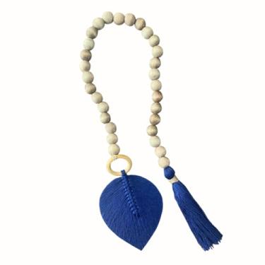 Imagem de Colar de Mesa Decorativo em Madeira e Macramê Adordo Enfeite Home Decor - 1m | Estilo Boho Chic | Azul