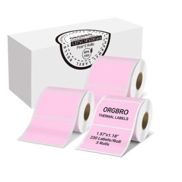 Imagem de Etiquetas térmicas ORGBRO Z3 40x30mm 690 unidades pretas sobre rosa