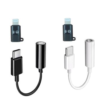 Imagem de Peanutech Adaptador USB C para conector de fone de ouvido fêmea de 3,5 mm, para porta Lightning e cabo de áudio tipo C para telefone/iPhone/iPad/MacBook/cabo auxiliar de carro/chamada telefônica