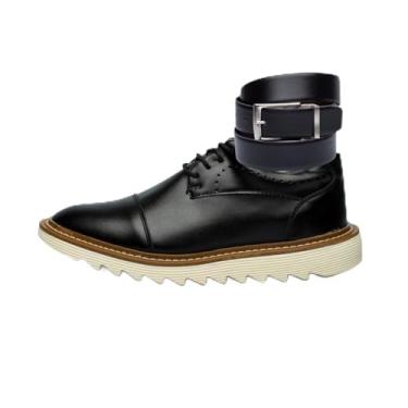 Imagem de Verona Sapato Social Oxford Masculino em Couro, Marrom e Preto, Estilo Brogue com Cinto Tratorado, Design Confortável (Preto Off, BR, Adulto, Numérico, 42)
