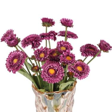 Imagem de INSUNSIX 8 peças de flores artificiais de crisântemo para decoração de casa (Roxo)