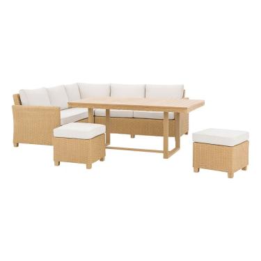 Imagem de Conjunto De Jardim Aluminio E Rattan 5 Pecas Sofa Banco Mesa