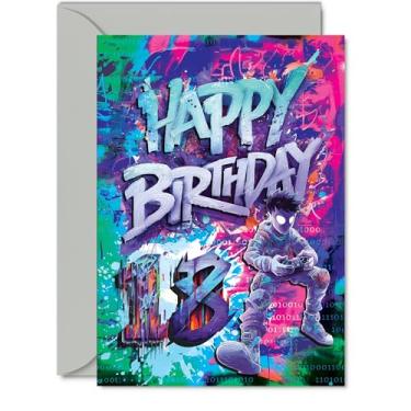 Imagem de Giftzie Cartões de aniversário de 18 anos para homens e mulheres - Epic Gamer - Cartão de feliz aniversário para homem de 18 anos de idade mulher filha tio sobrinha filho, cartões comemorativos de