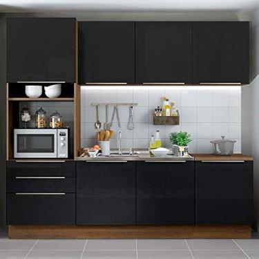 Imagem de Cozinha Completa Madesa Lux com Armário e Balcão 7 Portas 3 Gavetas - Rustic/preto