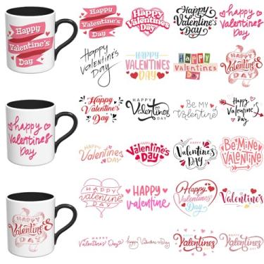 Imagem de Adesivos DTF UV Valentine - 24 folhas com citação UV DTF para canecas de vidro de café, decalques DIY para copos, esfregar à prova d'água em transferências para artesanato (palavra dos namorados)