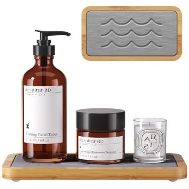 Imagem de Bandeja de pedra absorvente de água para pia, organizador de pia de cozinha, bandeja de balcão de banheiro de diatomita, suporte de esponja dispensador de sabão, tapete de torneira de pedra de secagem