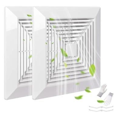 Imagem de PTLEVYN Capa de exaustor de banheiro Plástico branco com grade de mola Capa de ventilação de teto quadrada Substitua a tampa do exaustor de teto Acessórios do ventilador de exaustão de teto Design de