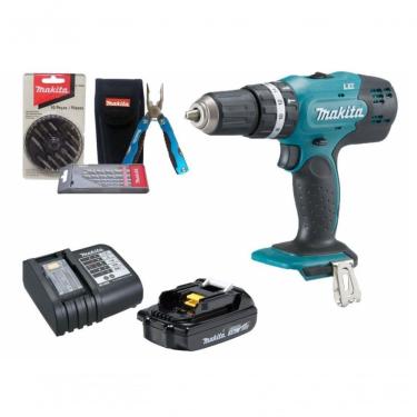 Imagem de Parafusadeira-furadeira De Impacto Makita 18v + Jogo De Broca E Bits - Dhp453x10-p