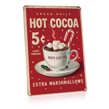 Imagem de NOCTMETEOR Placa de Alumínio de Metal Vintage para Bar de Chocolate Quente de Natal, Decoração de Parede Festiva para Bar de Casa e Escritório, Canto de Café, 8 X 12"