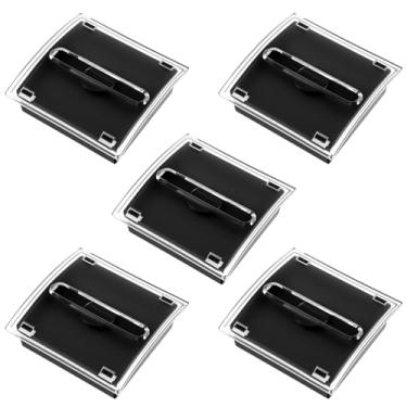 Imagem de Dispensador de notas adesivas pop-up com 5 peças, 3 suportes para notas adesivas de 7,6 cm, base preta transparente, dispensador de notas pop-up para mesa, escritório, casa, loja, material escolar