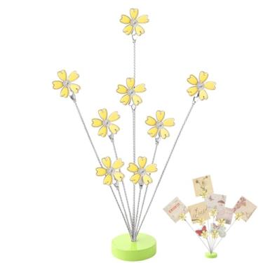 Imagem de Suporte de árvore fotográfica de 8 ramos com clipes, suporte de porta-retrato de árvore de dinheiro da família, suporte de vale-presente amarelo Sakura para cartões, notas, memorandos, fotos de