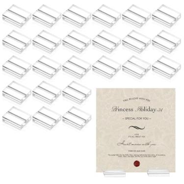 Imagem de Porta-cartões de lugar de acrílico transparente, pacote com 50, suportes de nome de mesa quadrada para casamentos, festas e reuniões