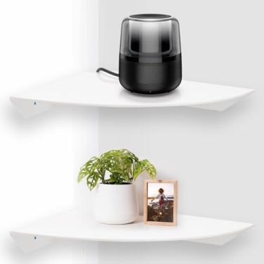 Imagem de Prateleiras de canto flutuante de acrílico, armazenamento de parede de 2 peças para cozinha, banheiro, sala de estar, quarto