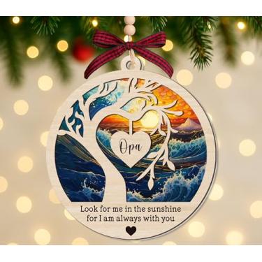 Imagem de LarsonDesign Enfeite Memorial Opa - Lembrança de 2 camadas de madeira e acrílico - Presente de simpatia pela perda de Opa - Enfeite de Natal de luto 10 cm