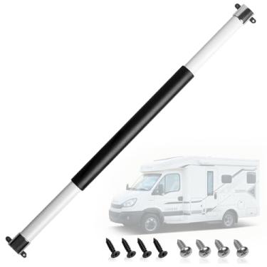 Imagem de Puxador de barra transversal de porta de tela para trailer, barra telescópica ajustável de 54,6 a 81 cm para trailer, trailer de viagem e motorhome, alumínio resistente com bases de metal, parafusos