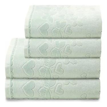 Imagem de Jogo de Toalhas Banho e Rosto Aveludada Dohler 100% Algodão, Verde Cla