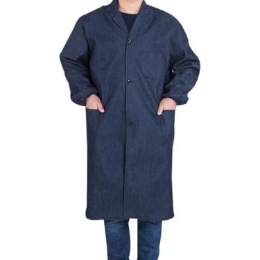 Imagem de predolo Jaleco masculino de laboratório com bolso, jaqueta jeans, roupa de trabalho para mecânico, construção e cosplay.