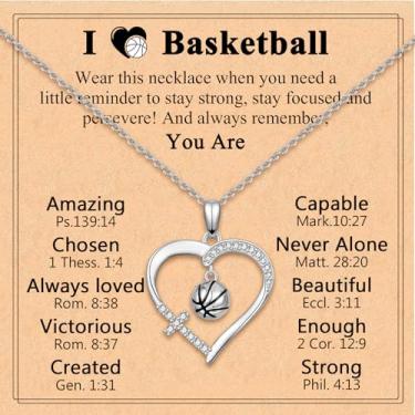 Imagem de Nupdot Presentes de basquete para meninas, acessórios esportivos, colar de cruz, joias, aniversário, Natal, Dia dos Namorados, Páscoa, batismo, formatura, presentes para adolescentes e adolescentes