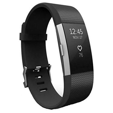 Imagem de PANDA BOBO Pulseiras esportivas compatíveis com Fitbit Charge 2, pulseiras clássicas ajustáveis (preta, pequena)