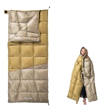 Imagem de BISINNA Saco de dormir para adultos 650FP ultraleve vestível 3 estações mochilão sacos de dormir multiuso saco de dormir embalável ao ar livre com saco de compressão para caminhadas e viagens