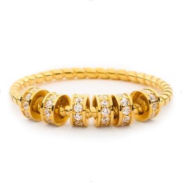 Imagem de STORYJEWELLERY Anéis Fidget para mulheres, anéis de ansiedade para mulheres, anel giratório, anéis de estresse giratórios silenciosos, joias Fidget Jewelry, presentes de Natal, 7, Banhado a latão com