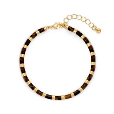 Imagem de HolidayQbee Pulseiras femininas com contas de pedras preciosas naturais banhadas a ouro 14K para mulheres, moda moderna, verão, boho, praia, joias, presentes, Medium, Sem Pedra Preciosa