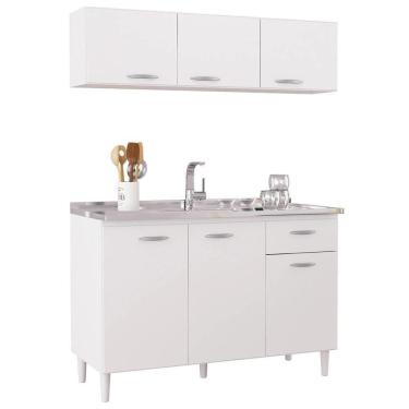 Imagem de Armário De Cozinha Cp01 Com Pia Inox Classic Z46 Branco - Mpozenato