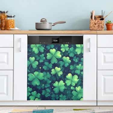 Imagem de ATTX Capa magnética para lava-louças de trevos do Dia de São Patrício, 58,4 cm C x 66 cm A, decoração da capa da máquina de lavar louça, decalques para armários domésticos e eletrodomésticos adesivos