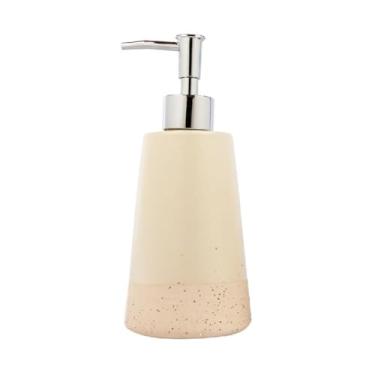 Imagem de Dispenser Sabonete Ceramica Bege - Design Minimalista - Cor Neutra para Banheiro Aconchegante e Lavabo