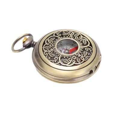 Imagem de Bússola Portátil De Bolso Cor Dourada Para Acampamento Ao Ar Livre, Ca
