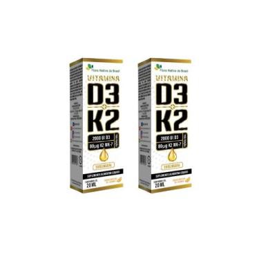 Imagem de Kit 2x Vitamina D3 2000ui + Vitamina K2 2x20ml Laranja Flora - Flora N