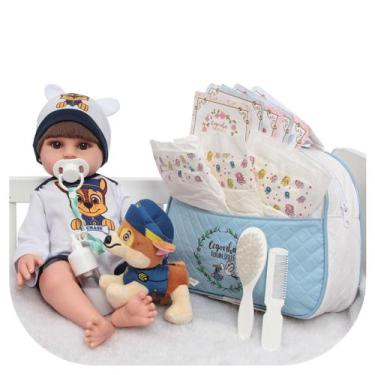 Imagem de Boneco Reborn Bebê Realista Silicone Pelúcia Bolsa Itens - Cegonha Reb