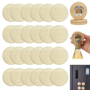 Imagem de Abridor de garrafas de bambu com parte traseira magnética, 12 peças, design do zodíaco chinês, abridor de cerveja redondo de madeira de 6 cm, adesivo de geladeira para lembrancinhas de casamento, bar