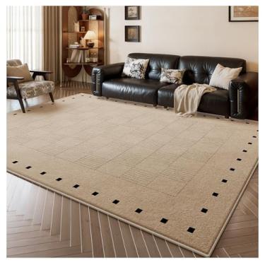 Imagem de SPXMQSS Tapetes de área para sala de estar, tapete antiderrapante para sala de estar, macio, lavável, para quarto, sala de jantar, escritório, resistente a manchas - cáqui A 200 x 300 cm