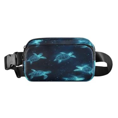 Imagem de CEBUGI Pochetes de caminhada para homens e mulheres, pochetes modernas de tartarugas marinhas azuis resistentes à água com cinto ajustável para treino, viagem, corrida