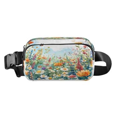 Imagem de CEBUGI Pochetes de caminhada para homens e mulheres, pochetes modernas de flores silvestres resistentes à água com cinto ajustável para treino, viagem, corrida