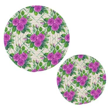 Imagem de Wassud Buquê de flores para pratos quentes, porta-panelas redondas de algodão, almofadas quentes, porta-copos elegantes, decoração de cozinha e acessórios, 2 peças