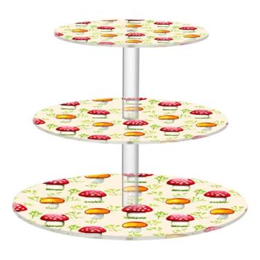 Imagem de CEBUGI Suporte de cupcake de 3 camadas, cogumelos, suporte redondo para bolo, torre, bandeja de servir em camadas de acrílico para chá, chá de bebê, casamento e mais