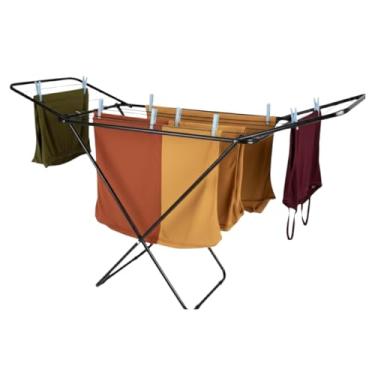 Imagem de Varal Portátil De Chão Com Abas Dobráveis Não Enferruja - Cor Preto