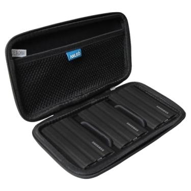 Imagem de Anleo Capa rígida de viagem para Samsung T7 Shield 2TB / 1TB / 4TB, SSD portátil, USB 3.2 Gen2 unidade externa de estado sólido (preta, capa para 3 discos rígidos)