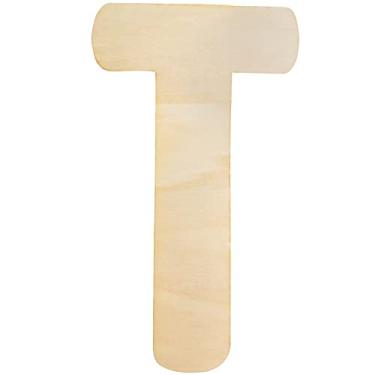 Imagem de Letras de madeira T letras grandes de madeira de 30,5 cm letras de madeira inacabadas para decoração de parede, artesanato, quadro de alfabeto grande em branco, pintura pendurada em casa, berçário