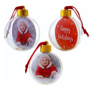 Imagem de Bola De Natal Transparente De 8cm Para Fotos Com Iluminação - Evolutio