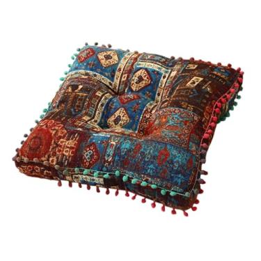 Imagem de KiBcsLic Almofada para cadeira Boho Almofada para cadeira para quarto para chão Antiderrapante Confortável, Azul 42x42x8cm