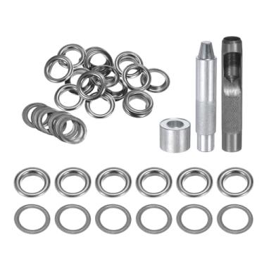 Imagem de HARFINGTON Kit de ferramentas de ilhós, 20 peças, conjunto de ilhós de cobre de 14 mm com furador oco, ferramentas de fixação de ilhós para roupas cinto de tecido de couro, preto