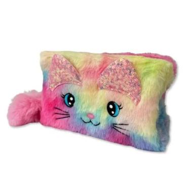 Imagem de Necessaire pelucia com carinha , estojo escolar, necessaire multifunci